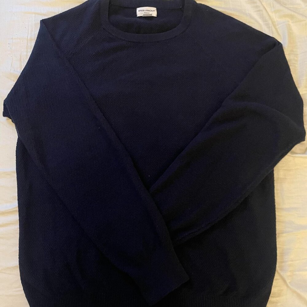 Spier and Mackay Linen/Cotton Blend Navy Sweater